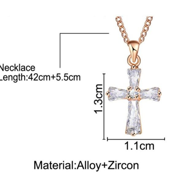 Beautiful Rose Gold Color Cross Pendant Necklace - Picture 3 of 6